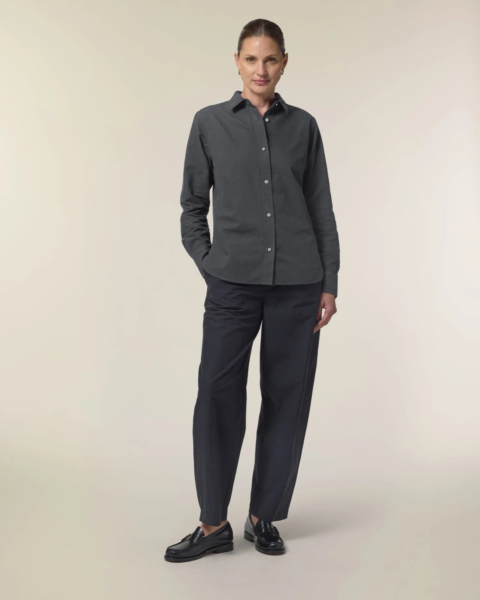 Blouse biologisch katoen Stanley/Stella om te personaliseren - Antraciet