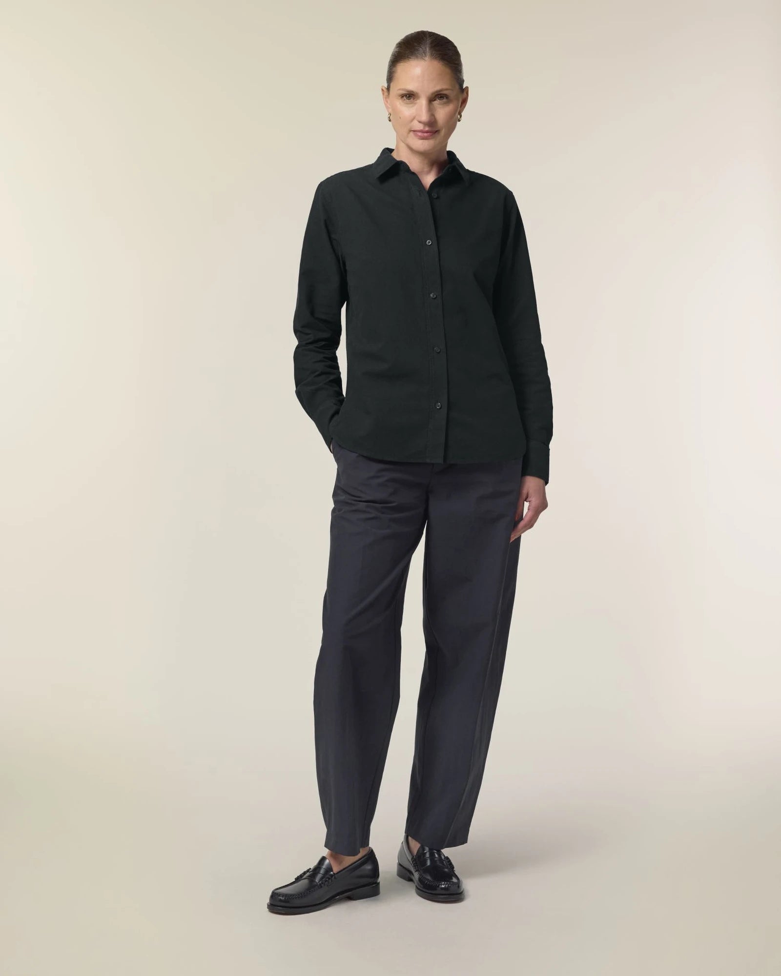 Blouse biologisch katoen Stanley/Stella om te personaliseren - Zwart