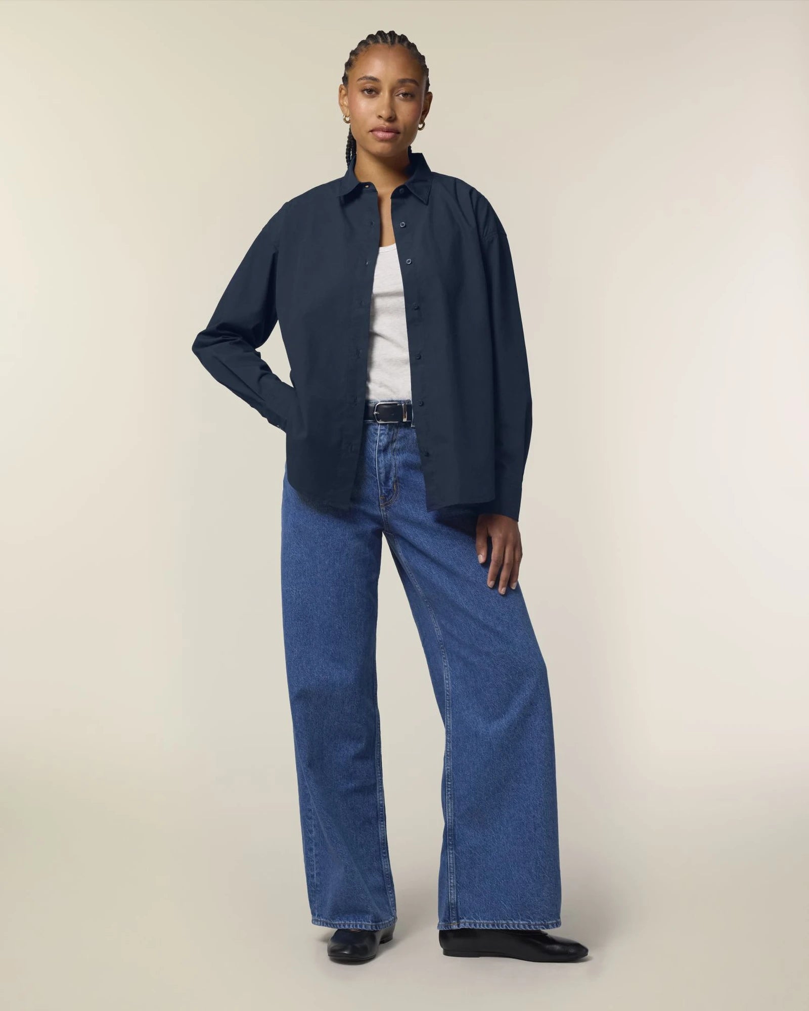 Blouse bio-katoen Stanley/Stella Styler om te personaliseren - Marineblauw