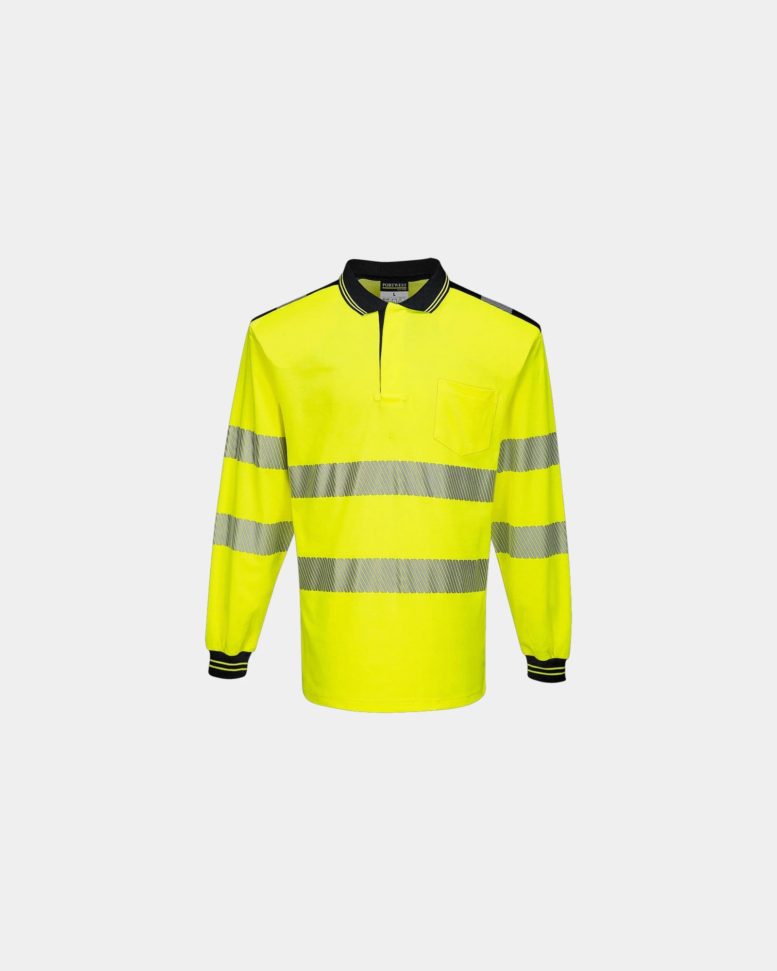 Polo hoge zichtbaarheid katoen lange om te personaliseren - Geel-Zwart