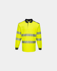 Polo hoge zichtbaarheid katoen lange om te personaliseren - Geel-Zwart