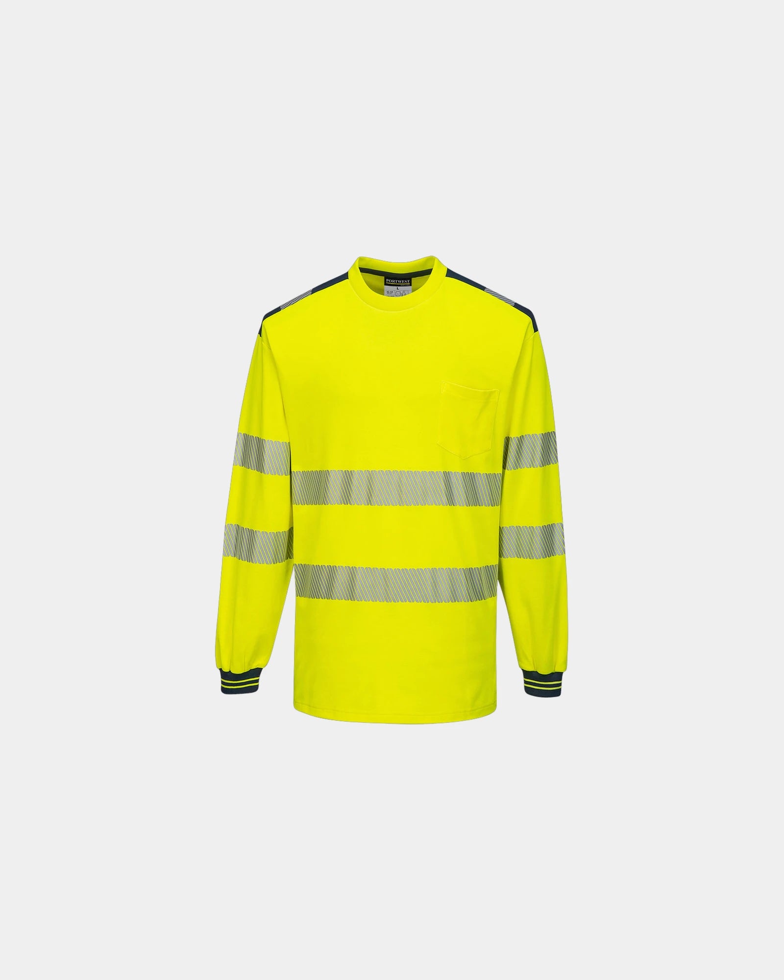 T-shirt hoge zichtbaarheid katoen om te personaliseren - Geel-Marineblauw