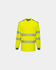 T-shirt hoge zichtbaarheid katoen om te personaliseren - Geel-Marineblauw
