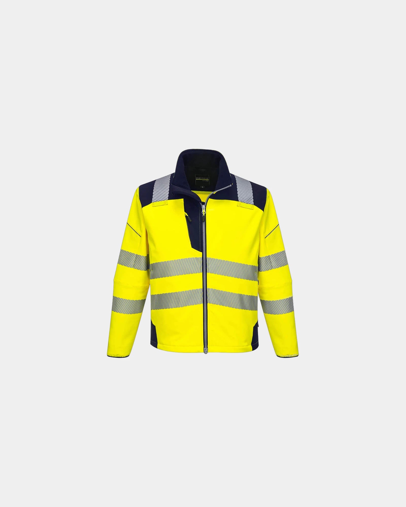 Softshell jas waterafstotend high-vis om te personaliseren - Geel-Marineblauw
