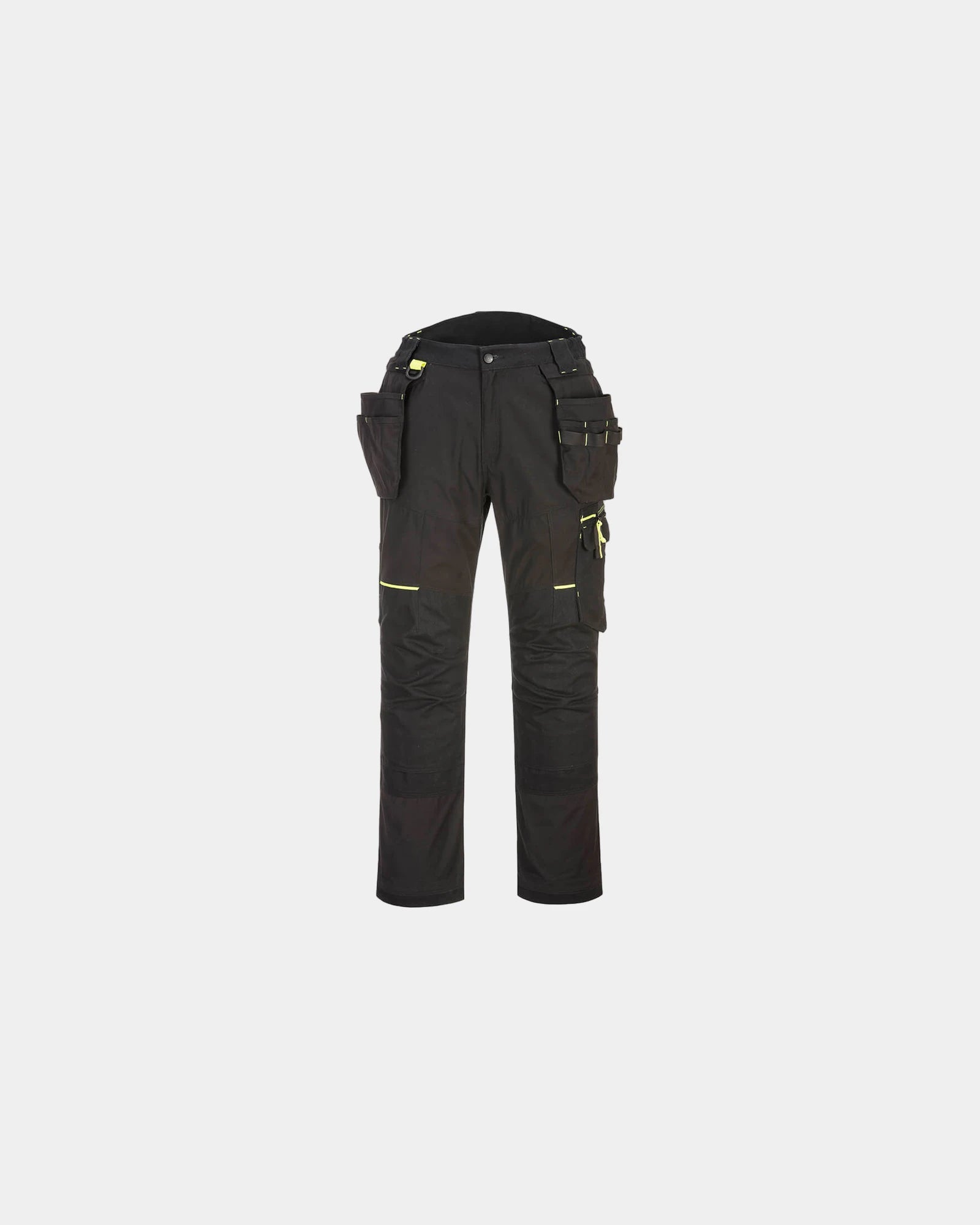 Werkbroek gerecycled polyester stretch om te personaliseren - Zwart-Hemelsblauw