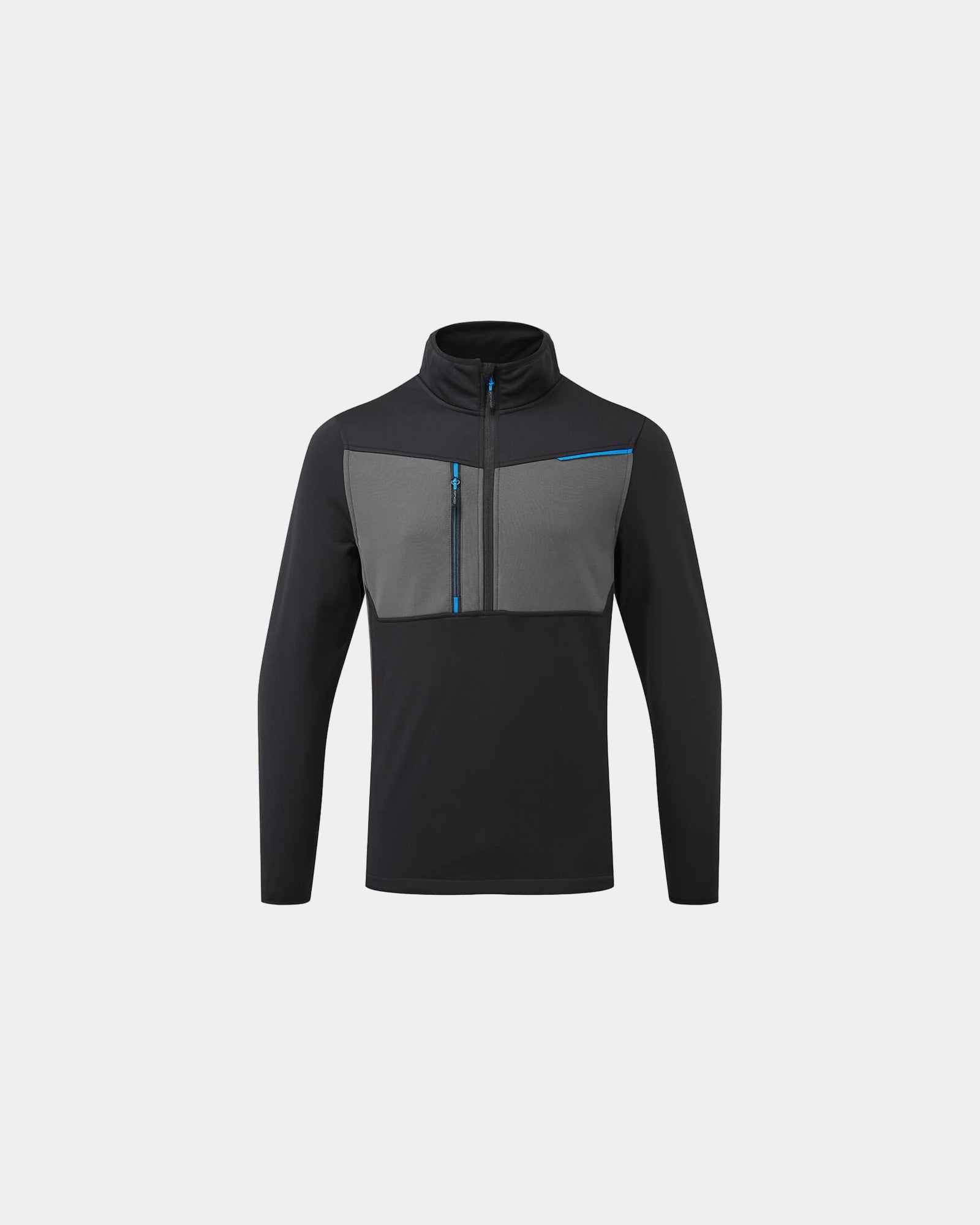 Sweater half-zip fleece anti-snag om te personaliseren - Zwart-Hemelsblauw