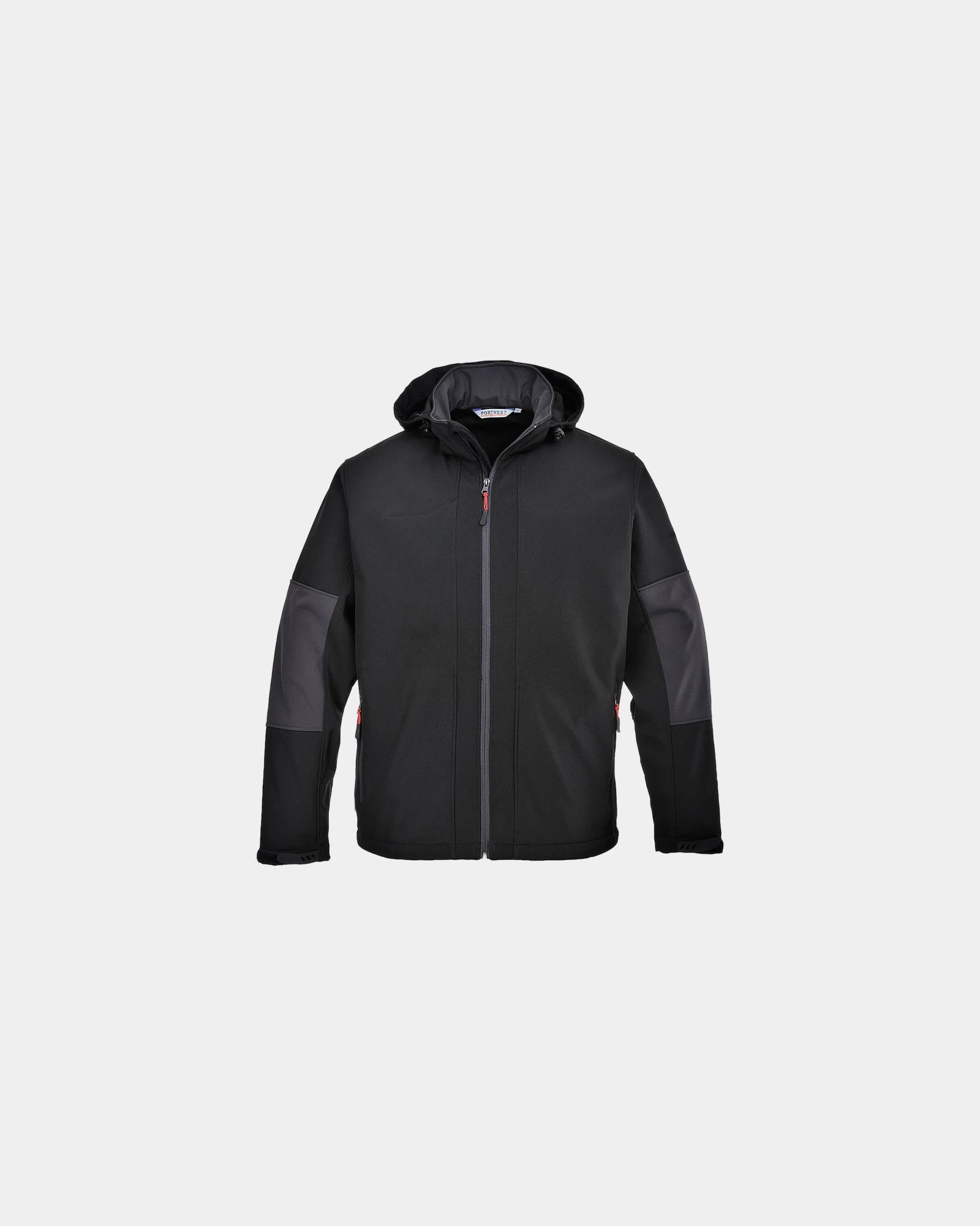 Softshell jas met capuchon om te personaliseren - Zwart-Hemelsblauw