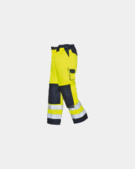 Werkbroek polycoton 245 g/m² HV Lyon om te personaliseren - Geel-Marineblauw