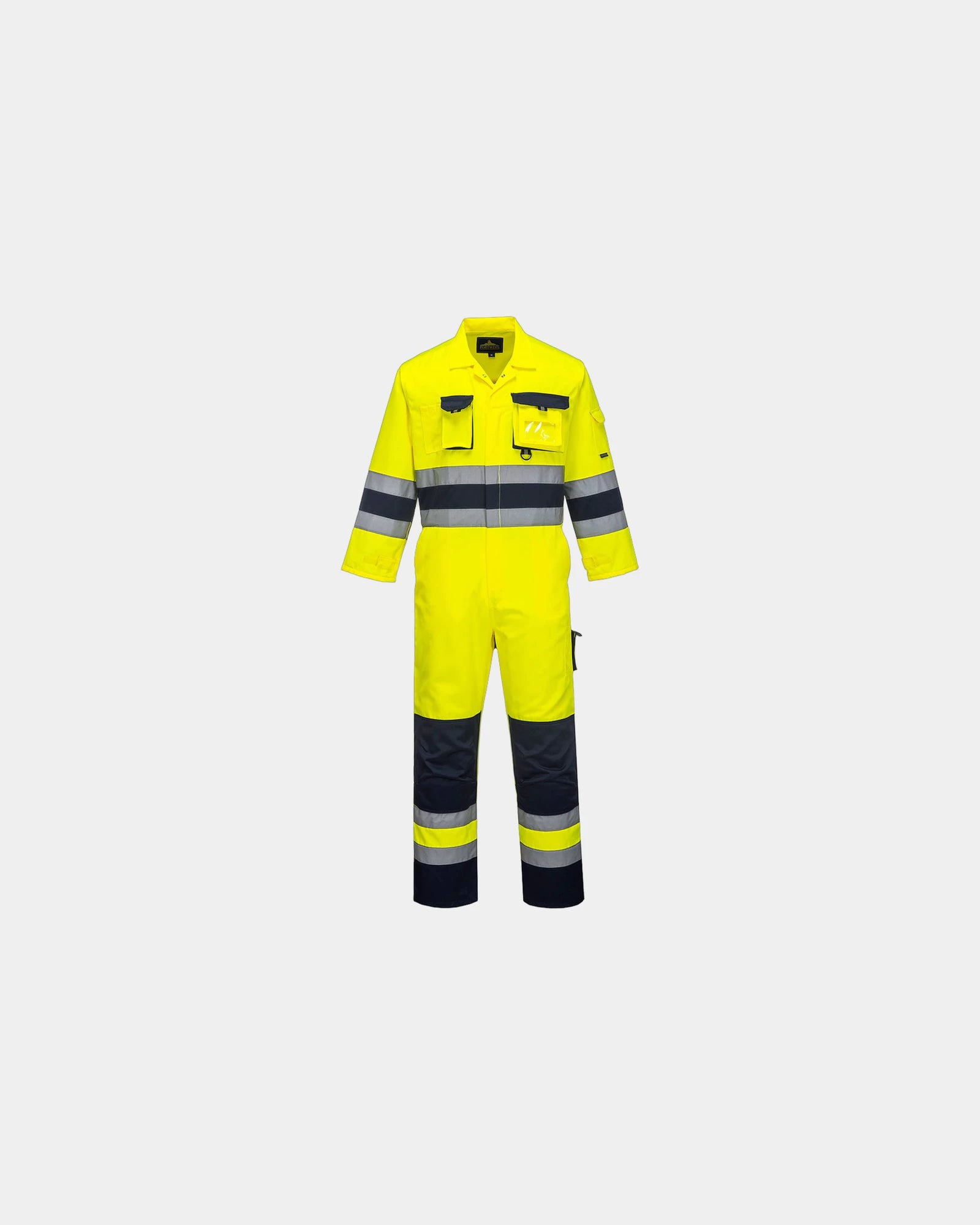 Overall hoge zichtbaarheid tweekleurig om te personaliseren - Geel-Marineblauw