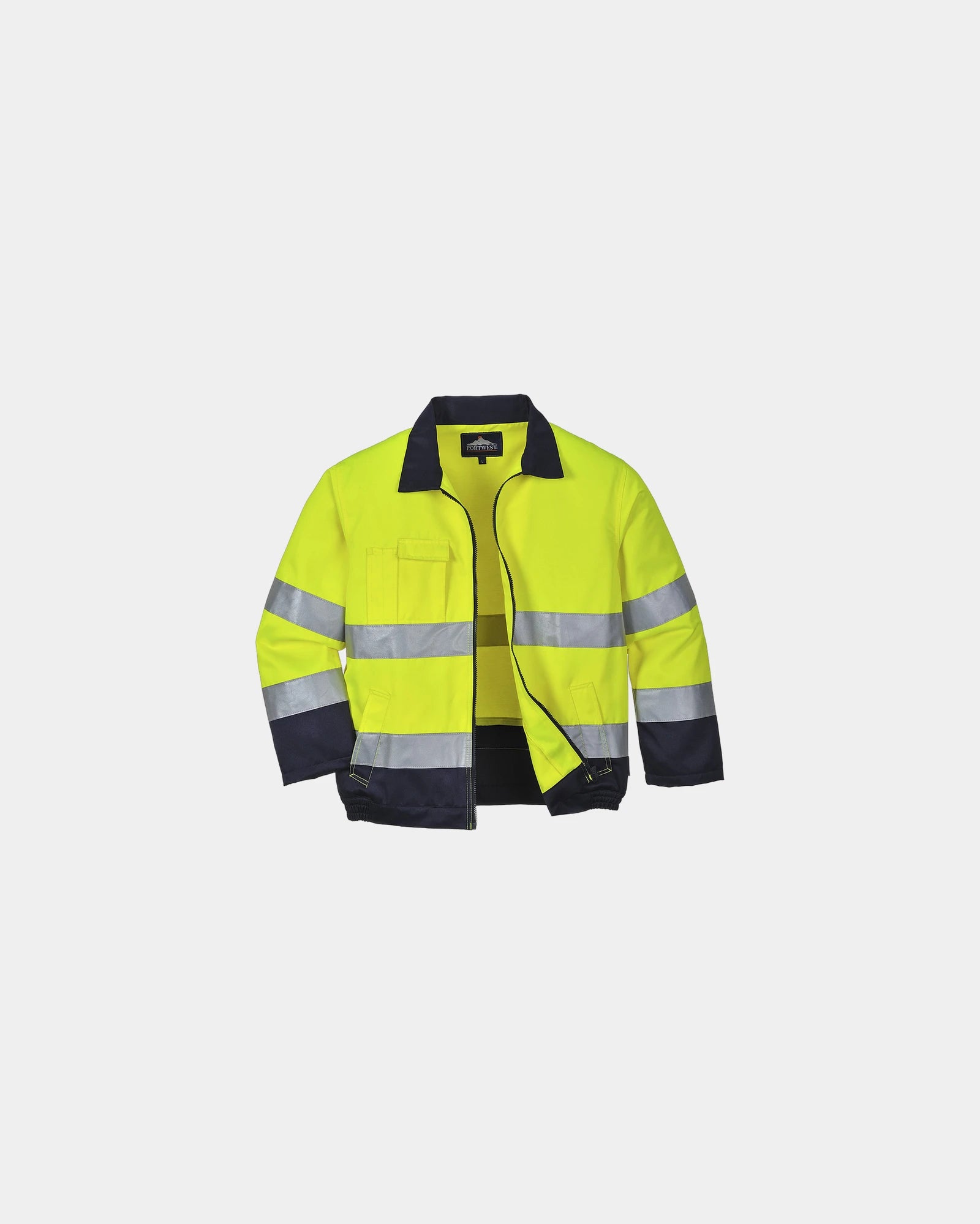 Hi-vis jas polykatoen ISO 20471 om te personaliseren - Geel-Marineblauw