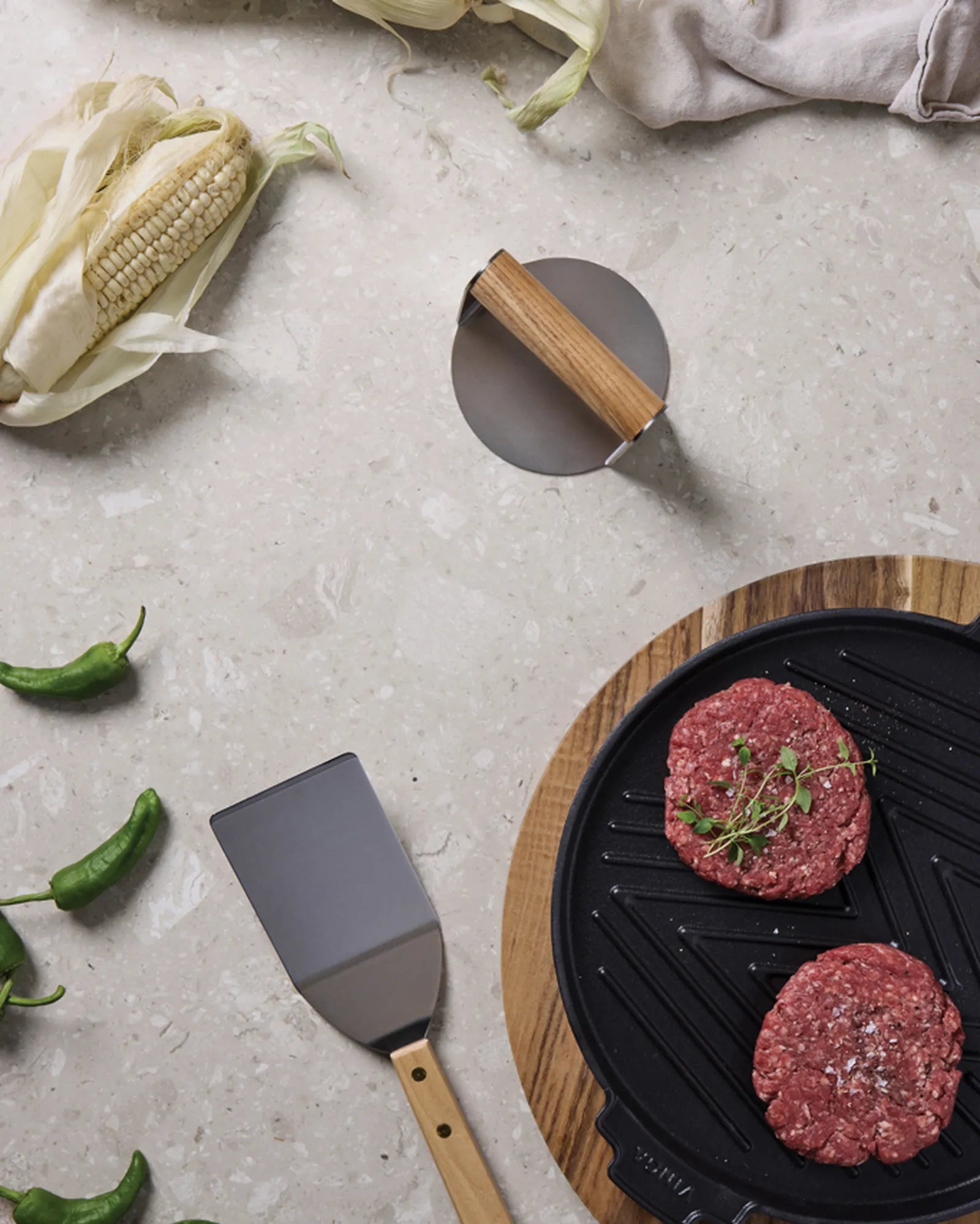 Smashburgerpers rvs FSC-hout Vinga Paso om te personaliseren - 5