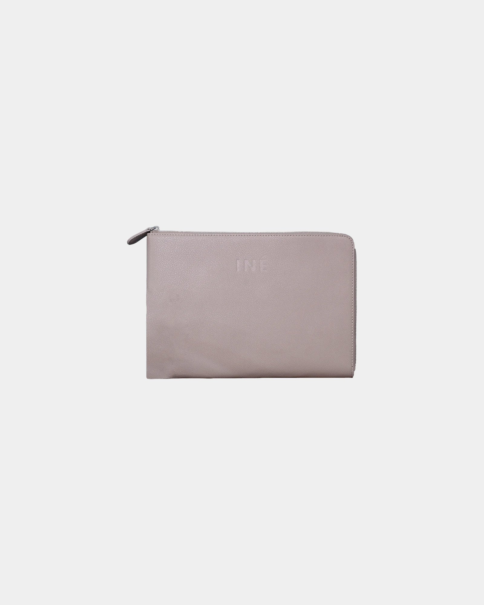 Pochette cuir recyclé INE 14/15" à personnaliser - Taupe