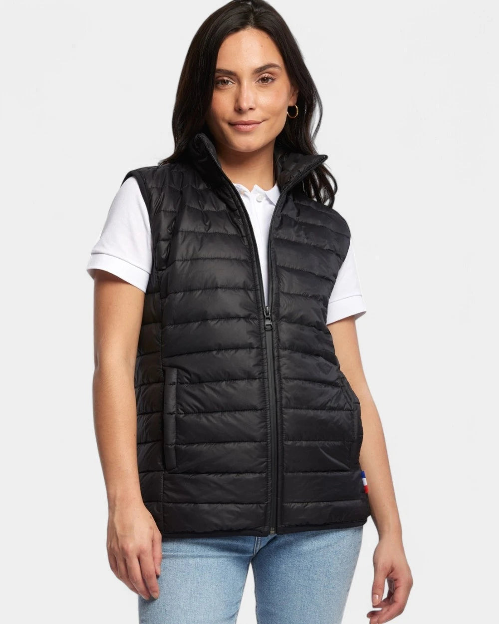 Mouwloze gewatteerde jas voor dames Made in France, te personaliseren