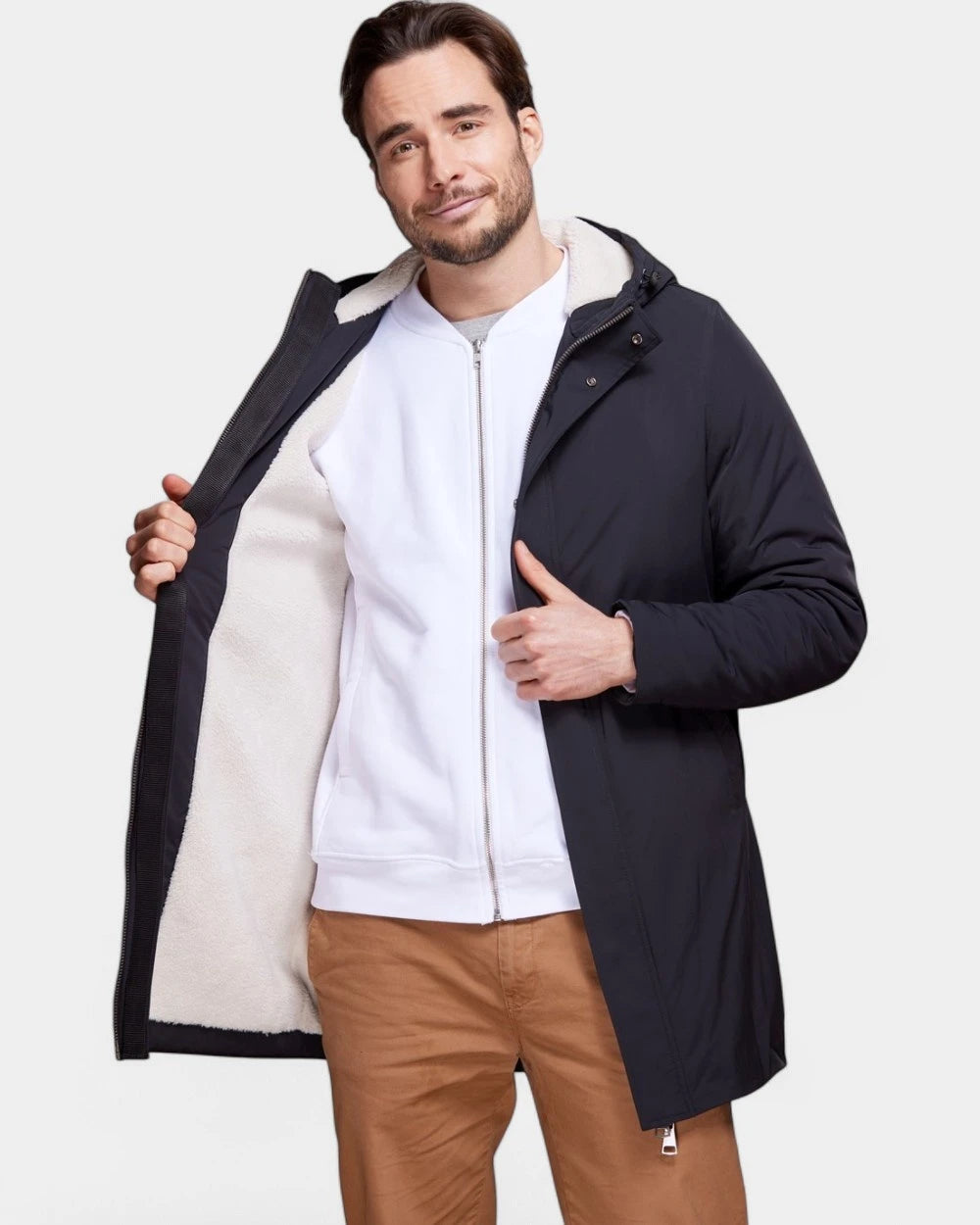 Lange parka met sherpavoering om te personaliseren - 2